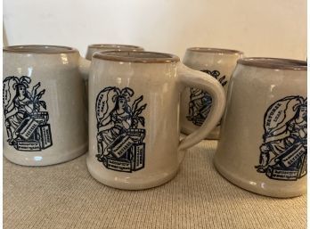 Lot Of Five  Vintage Monmouth Stoneware Steins / Mugs