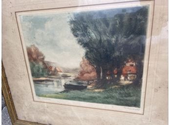 Antique 1935 Camilla Lucas Art Print La Saulaie Framed