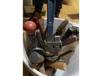 Amazing Lot Of Bucket Filled With Antique & Vintage Tools