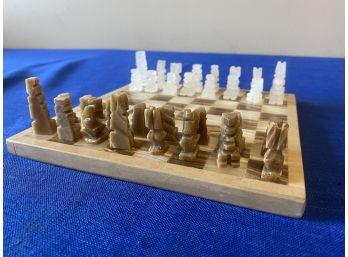 Stone Chess Board And Pieces, 7.5 Inch X 7.5 Inch Board