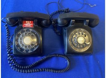 Pair Of Black Rotary Phones