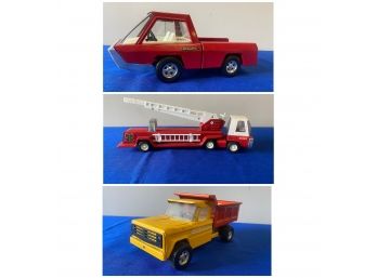 Buddy L Die Cast Detachable Fire Truck, Structor Dump Truck,