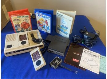 Intellivision Console, Controllers, Wires, Games