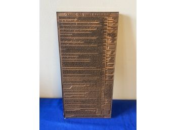 Copper Die Plate For Household First Aid Chart