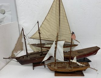 Four Wooden Boat Models - As Is - Largest Is 27 Inches