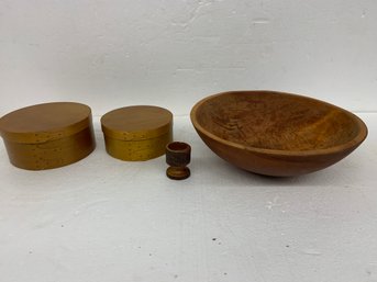 Four Pieces Of Woodenware Including 2 Shaker Style Boxes