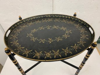 Decorative Tole Tray On Folding Stand - 19x25