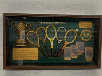 The History Of The Tennis Racket In Hanging Shadow Box