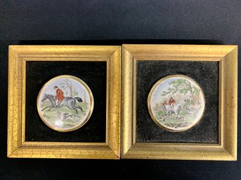 Two Small Painted Porcelain Framed Plaques