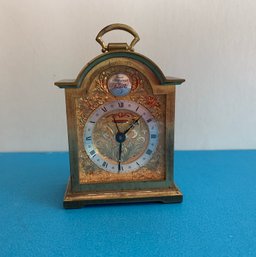 Tempos Fugit Swiss Gold Tone Carriage Clock - 4 Inch