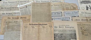 Vermont Related Early Newspaper  Lot