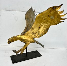 Gold Tone Eagle Weather Vane On Stand