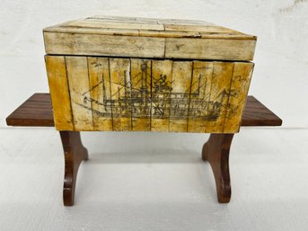 Bone Scrimshaw Decorated Box - 4x7x5.5