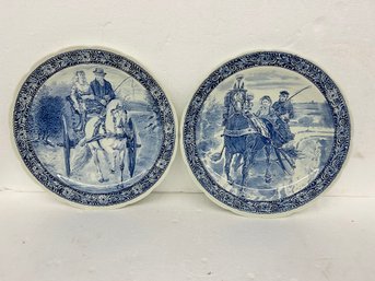 Pair Of Large Delft Platters - 16 Inch- Boch Belgium