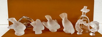 Lot Of Mostly Lalique Figures - Clear Frosted Art Glass