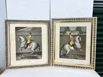 Two Framed French Equestrian  Prints - 24x28