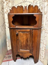 Early Pine One Door Corner Cupboard - 28x57