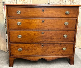 Early Graduated Four Drawer Chippendale Chest - One Foot Repaired But Loose