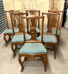 Set Of Six Early Continental Chippendale Dining Chairs. Three Have Added Corner Reinforcement