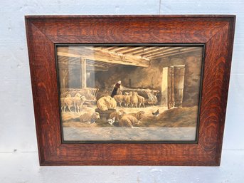 Oak Framed 19th C Barn Scene 18x23