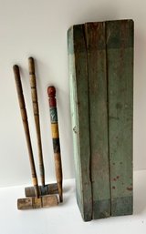 Early Boston Croquet Set  - 33x9.25x5.5