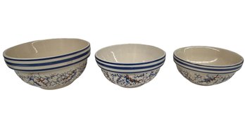 Three Contemporary Graduated Mixing Bowls - One Has Crack