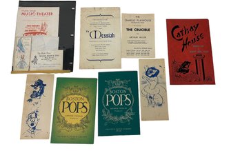 Collection Of Local Theatre Programs And Two Pen And Ink Drawings