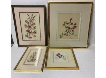 Four Framed Floral Prints