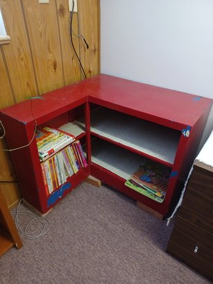 Super Useful And Sturdy Wood Shelf Unit Painted Safety Red