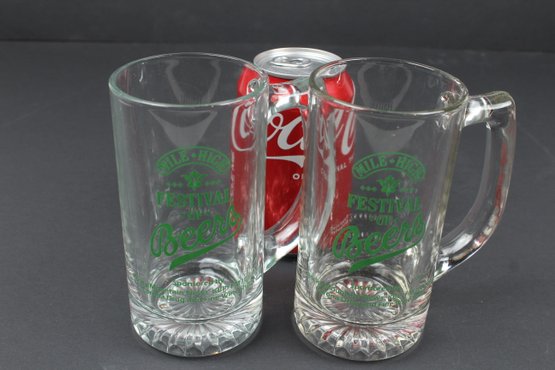 Lot Of 2 Mile High Festival Of Beers Glass Mugs