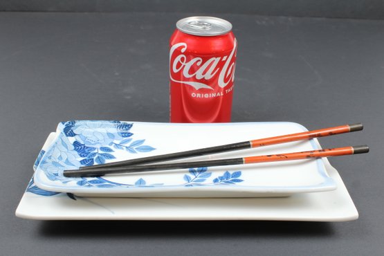 Japanese Sushi Tray Set With Chop Sticks