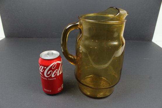 Vintage Large Amber Glass Pitcher