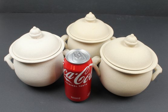 Lot Of 3 Ceramic Pots With Lids