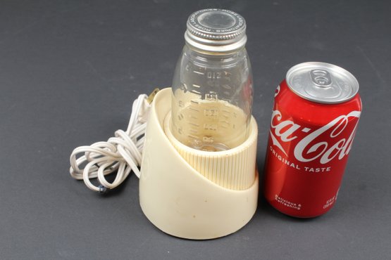 Vintage Electric Baby Bottle Warmer With Vintage Glass Baby Bottle