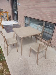 Vintage Mid Century Folding Card Table And Chairs By Cosco