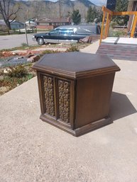 Vintage 70s Six Sided Gothic Decor End Table With Storage