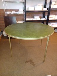 Vintage Mid Century Folding Round Card Game Table
