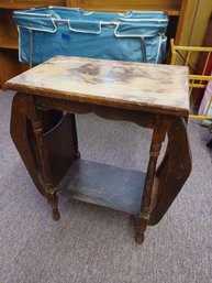 Antique End Table Magazine Rack - Made Of Wood!