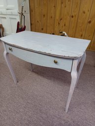 Antique Wood Table Desk With Drawer - Custom Paint