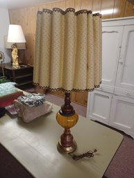 Vintage Wood And Glass Lamp - Works!
