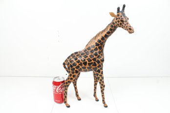 Hand Made Painted Giraffe Statue - Maybe Leather Or Paper Mache