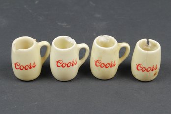 Four Vintage Coors Porcelain Miniature Mugs - Poor Condition