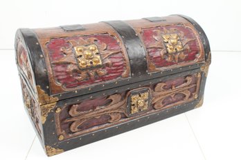 Large Hand Painted Ceramic Treasure Chest