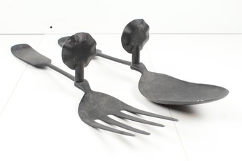 Vintage Metal Spoon And Fork Candle Holders