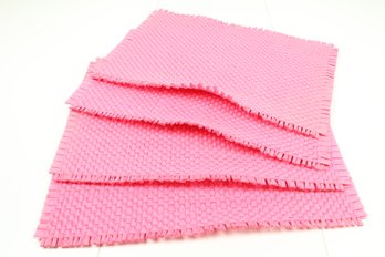 Set Of Four Mid Century Vintage Pink Wicker Place Mats