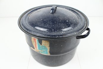 Large Vintage Enamel Canning Jar Cooking Pot With Lid