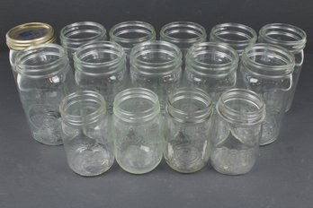 Lot Of 14 Vintage Mason Canning Jars - Golden Harvest Good Housekeepers