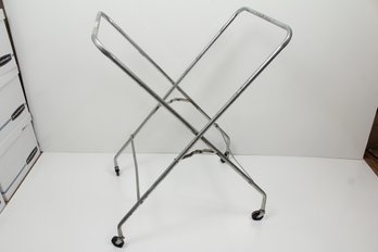 Vintage Metal Folding Suitcase Holder Cart With Wheels