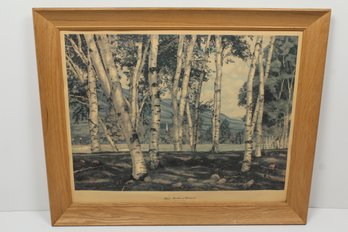 White Birches In Vermont Luigi Lucioni Print Framed - Large