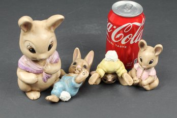 Super Cute Handmade Ceramic Bunny Wabbit Family Figures - Signed